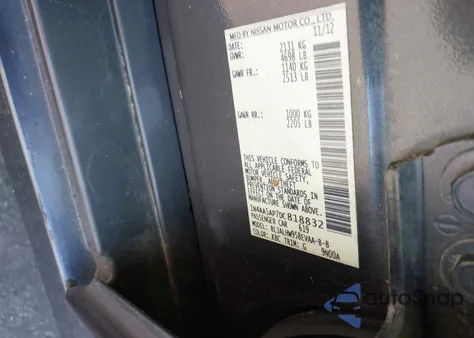 2013 Nissan Maxima 3.5 Sv из США, поврежденный, VIN 1N4AA5AP7DC818832